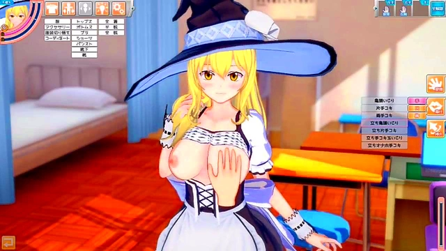 Marisa Kirisame Rubs Her Huge Tits & Gives Intense Blowjob in 3D Hentai Eroge