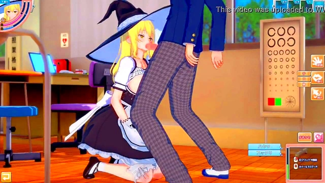 Marisa Kirisame Rubs Her Huge Tits & Gives Intense Blowjob in 3D Hentai Eroge