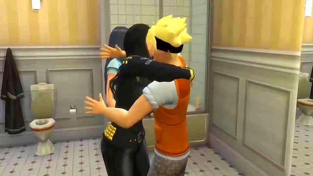 Perverted God Naruto Threesome With Hinata and Hanabi in Bathroom Anime Action