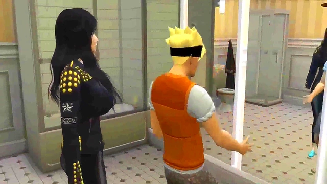 Perverted God Naruto Threesome With Hinata and Hanabi in Bathroom Anime Action