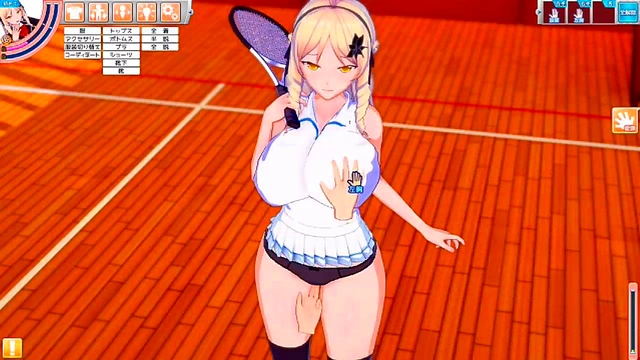 Big-Breasted Himena from Eroge Koikatu! Tit Fucks & Hand Job Orgasm Feast