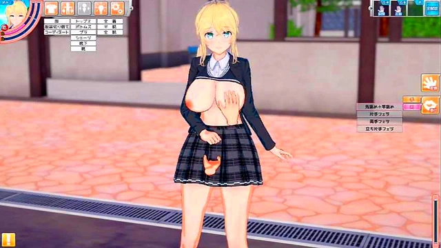 Cute Blonde Margaret Chan Rubs Huge Tits for 3D Hentai BJ & Handjob Bliss