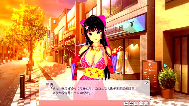 Big-Breasted Shrine Swordfighter Kai Rubs Tits & Gives Blowjob Handjob Feast