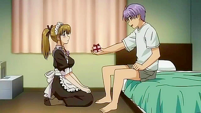 Maid in Heaven 2 - Tied up hentai maid gets vibrator in pussy and banana in ass