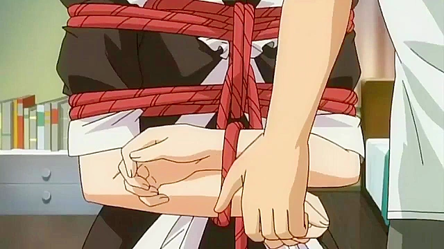 Maid in Heaven 2 - Tied up hentai maid gets vibrator in pussy and banana in ass