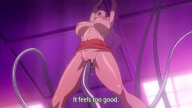 Huge titty anime babe is suspended and then jizzed in all holes by tentacles