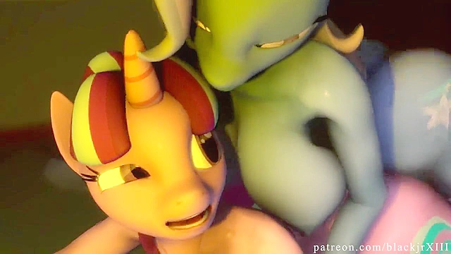 My little futanari ponies whip out their big cocks and do it horsey style