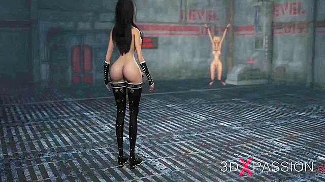 A horny teen blonde tranny slave get fucked by 3d hot brunette shemale