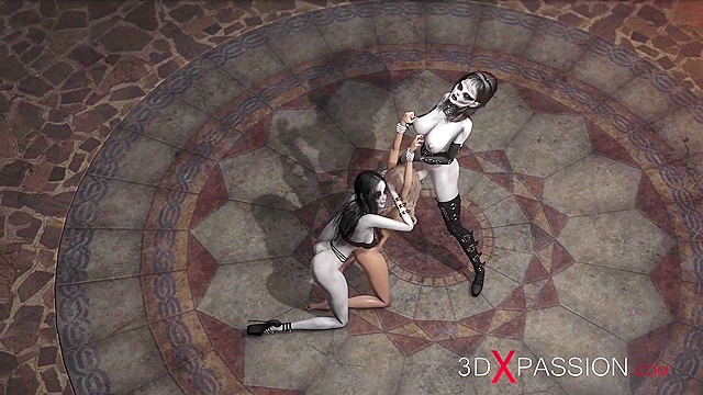 Hot 3d girl slave gets fucked hard by satanic witches with big futa cocks