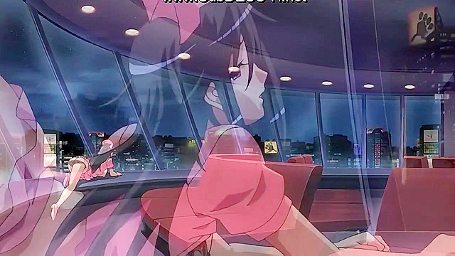 Busty nurse in cute outfit is masturbating in front of the doctor in hentai hospital