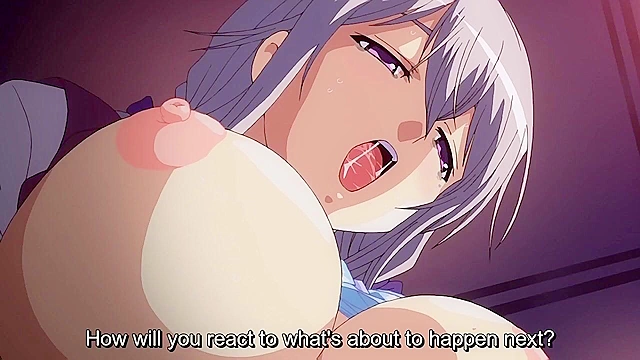 Busty nurse in cute outfit is masturbating in front of the doctor in hentai hospital