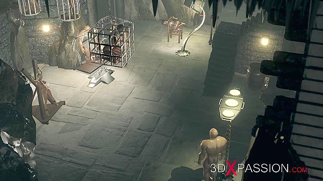 Big cruel dudes fucks hard teenage girl in fetish sex dungeon