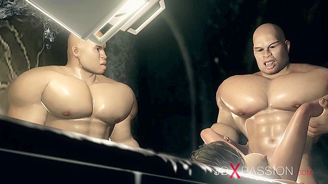 Big cruel dudes fucks hard teenage girl in fetish sex dungeon