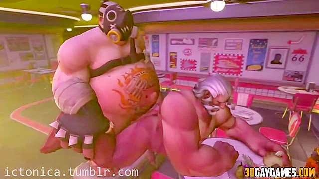 Hot gay heroes from Overwatch in 3d ass pounding action