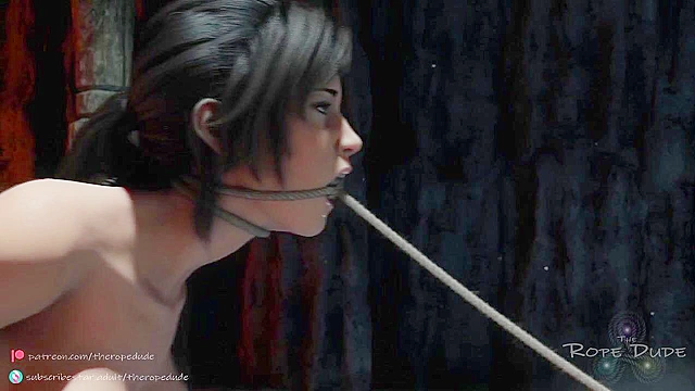 Lara's Capture - Tifa Lockhart ties up Lara Croft and fucks her with magical strapon dildo