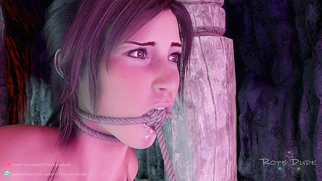 Lara's Capture - Tifa Lockhart ties up Lara Croft and fucks her with magical strapon dildo