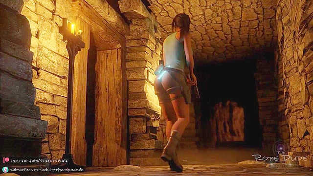 Lara's Capture - Tifa Lockhart ties up Lara Croft and fucks her with magical strapon dildo