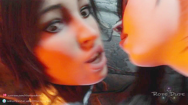 Lara's Capture - Tifa Lockhart ties up Lara Croft and fucks her with magical strapon dildo