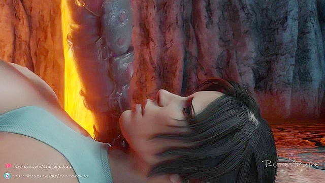 Lara's Capture - Tifa Lockhart ties up Lara Croft and fucks her with magical strapon dildo