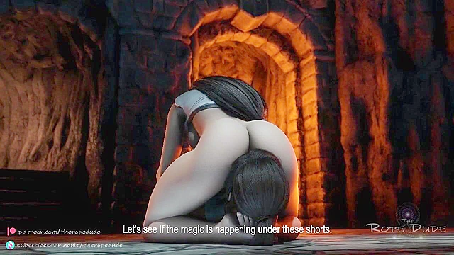 Lara's Capture - Tifa Lockhart ties up Lara Croft and fucks her with magical strapon dildo