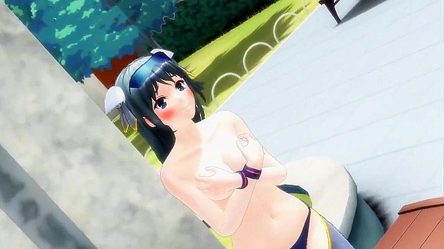 Hot futa babes dance, piss, and then having kinky fucking outdoors