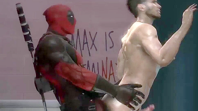 Deadpool ass fucks a gay man in the bathroom