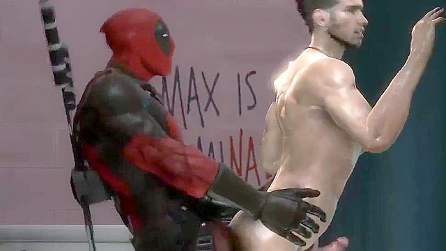 Deadpool ass fucks a gay man in the bathroom