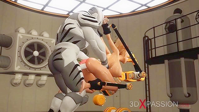 3d alien face fucks a young cuffed woman in restraints