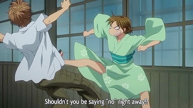 Tayu 4 - Horny anime schoolgirls lesbian scissor while watching teens fuck