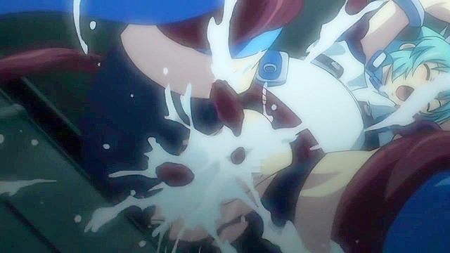 Group of teen hentai girls are bound up by tentacles and double fucked