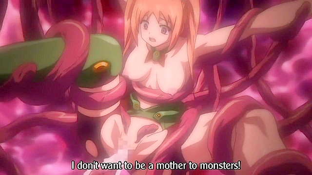 Group of teen hentai girls are bound up by tentacles and double fucked