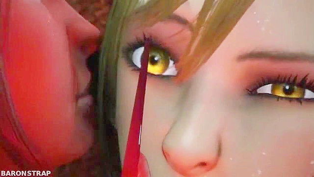 Succubus dominates an Elf making her lick her demon pussy