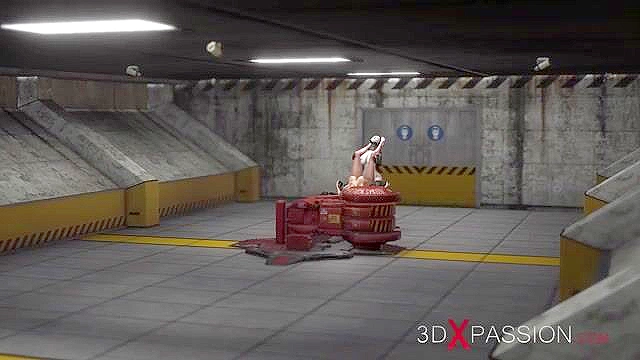 Sci-Fi female android fucks a girl in her mouth hole