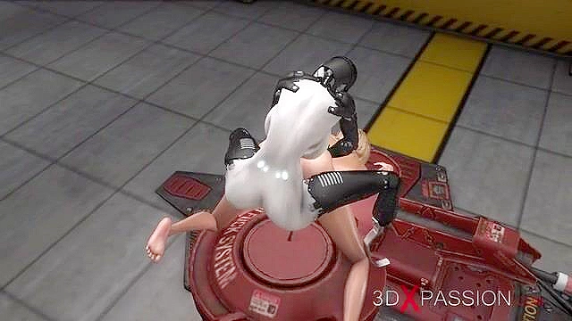 Sci-Fi female android fucks a girl in her mouth hole