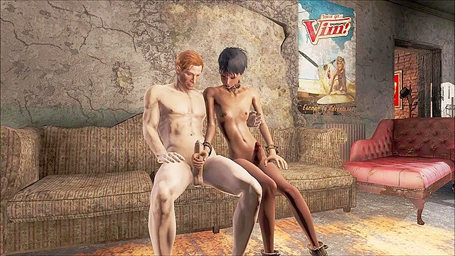 Fallout 4 - Ebony Ladyboy sucks dick and gets ass pounded
