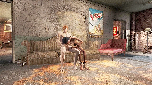 Fallout 4 - Ebony Ladyboy sucks dick and gets ass pounded