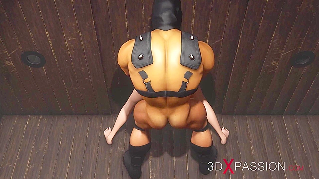 Rough 3d animated anal sex in gloryhole room with a hot trans girl