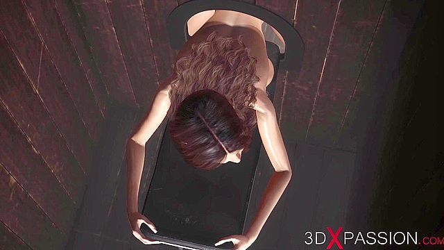 Rough 3d animated anal sex in gloryhole room with a hot trans girl