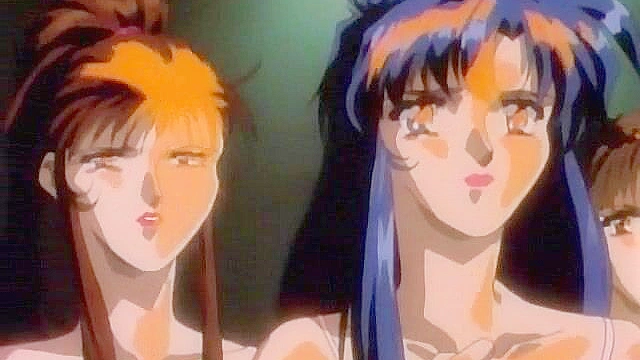 Female demon monster uses her hair to bind and fuck busty anime girl