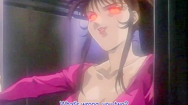 Female demon monster uses her hair to bind and fuck busty anime girl