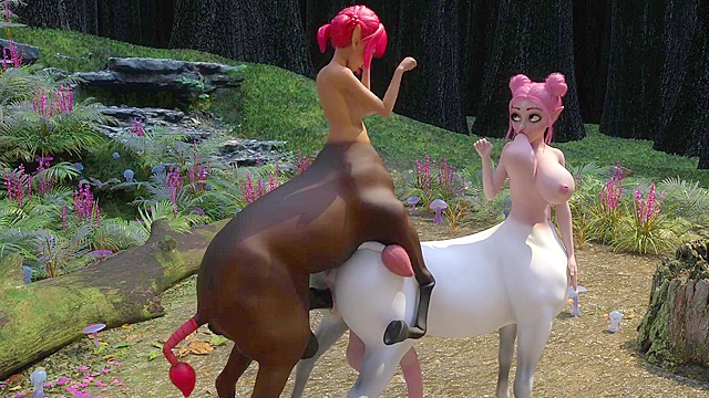 Centaur Things - Futanari centaurs fuck each other in the forest