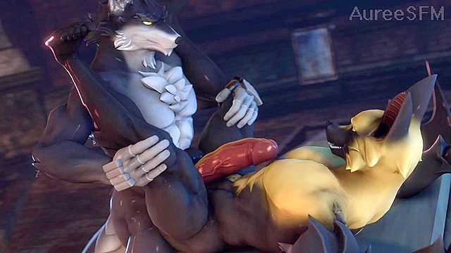 Werewolf Fucks Gay Vampire Dogman in Ass - Furry SFM