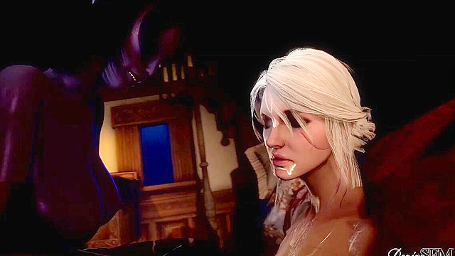 Triss Merigold rails Yennefer's pussy from the back with her big futa cock