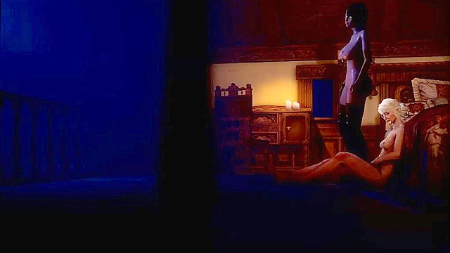 Triss Merigold rails Yennefer's pussy from the back with her big futa cock