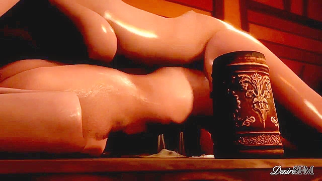 Triss Merigold rails Yennefer's pussy from the back with her big futa cock