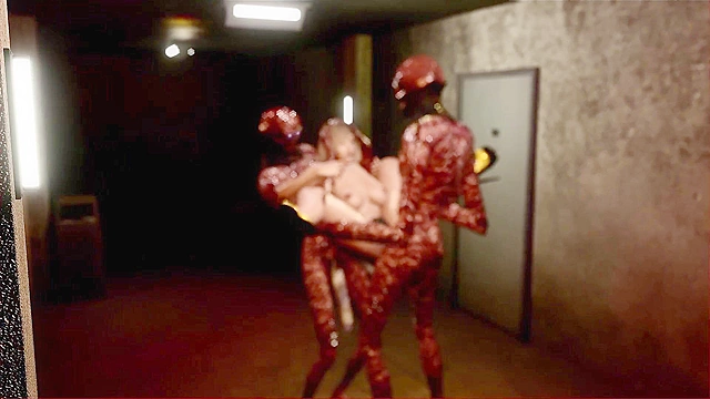 Terror Halls - Zombies team up and fuck a busty blonde in scary 3d sex