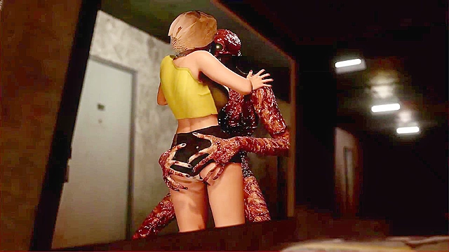 Terror Halls - Zombies team up and fuck a busty blonde in scary 3d sex