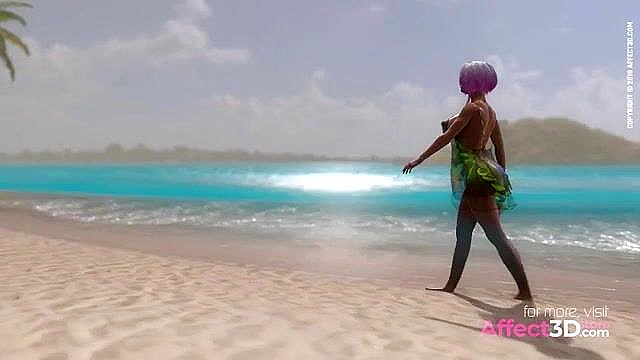 Lust Beach - 3D futanari girls fuck on the beach while girl masturbates