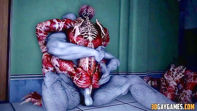 Gay zombies in scary 3d animated fucking
