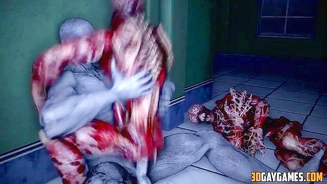 Gay zombies in scary 3d animated fucking